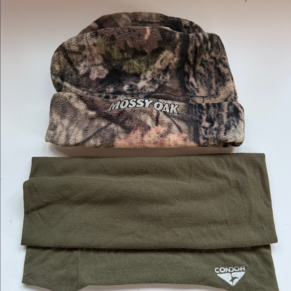 Mossy Oak Camouflage Beanie and Olive neck neck cover - Picture 3 of 4